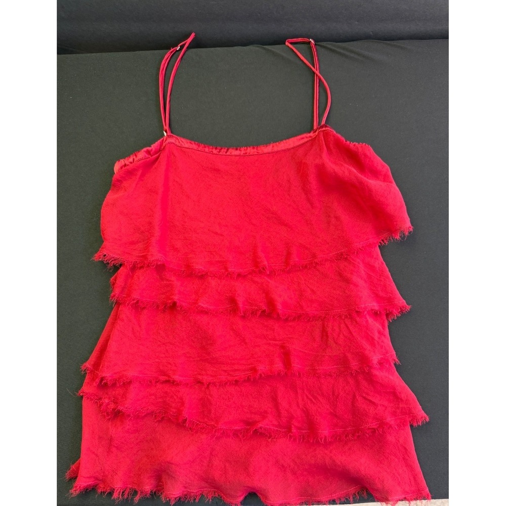 Poleci Top size 4 Silk Pullover Camisole Tank Red Blouse Coquette Ethereal Twee